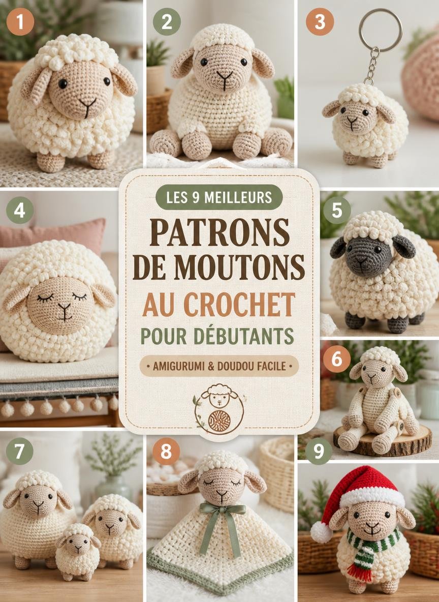 Modèles et patrons de moutons au crochet amigurumi faciles pour débutants
