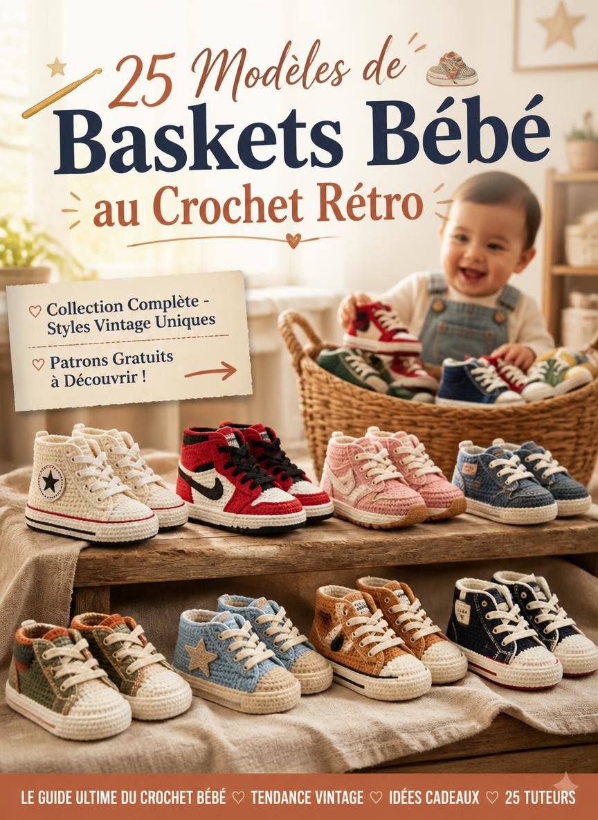 25 modèle de baskets bébé au crochet rétro avec patrons gratuits