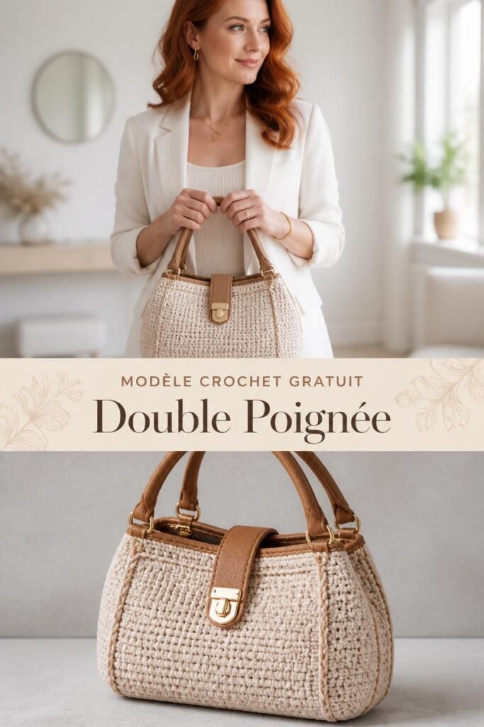 sac crochet jacquard motif monogramme, accessoire luxe fait main